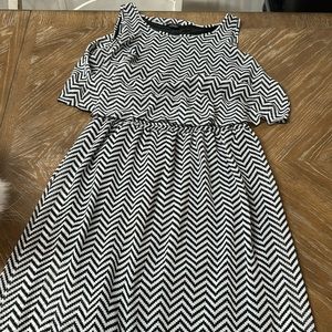 Robert Louis Black and White Chevron Maxi Dress, L